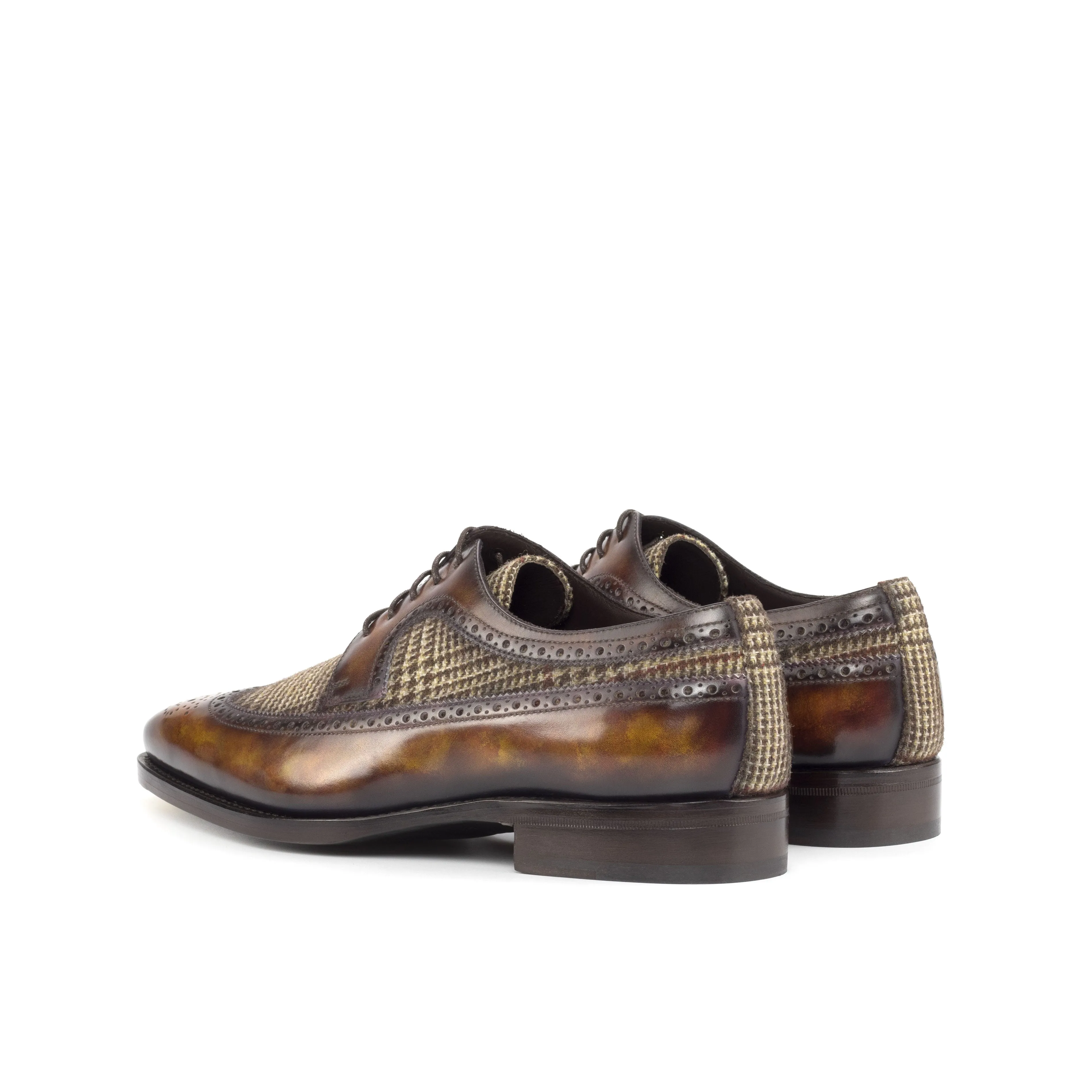 DapperFam Zephyr in Tweed / Fire Men's Sartorial & Hand-Painted Patina Longwing Blucher