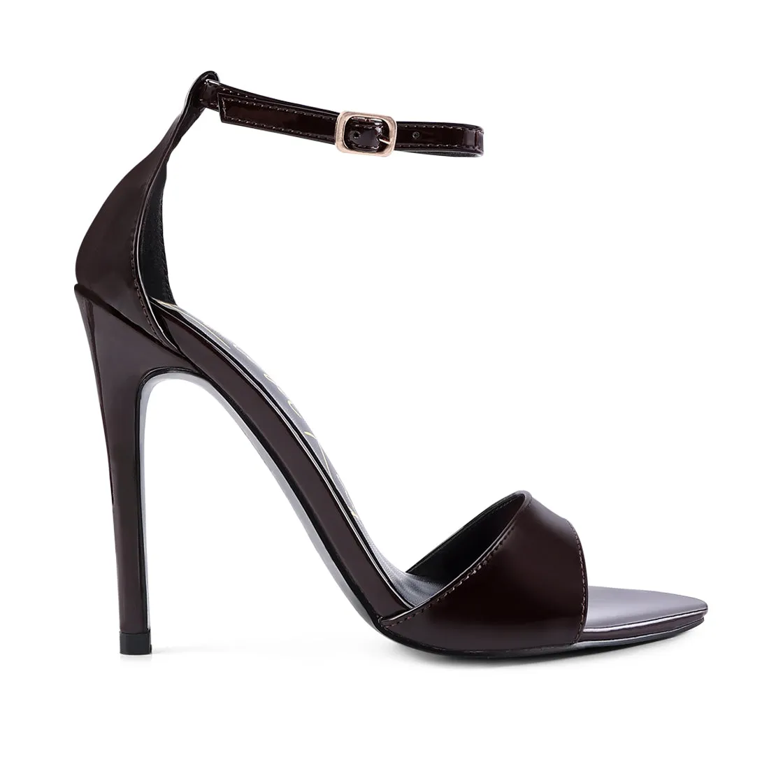 Dark Brown Ankle Strap High Heeled Sandals