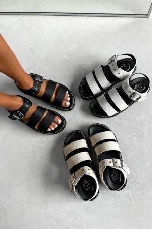 DEFENDER Chunky Buckle Sandals - Black PU