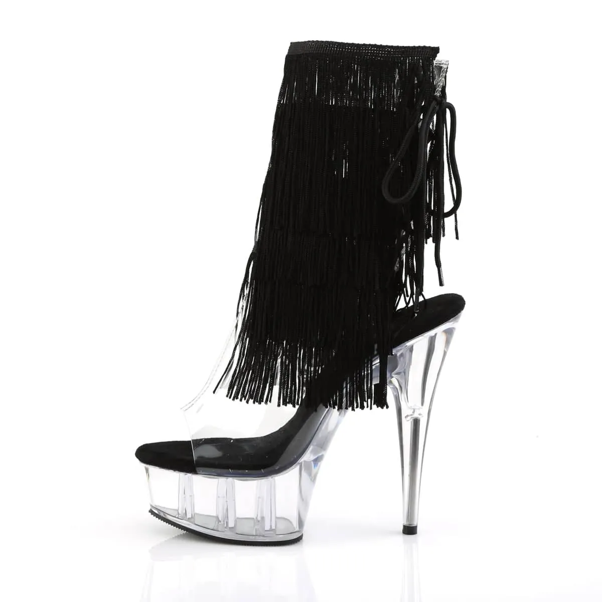 DELIGHT-1017TF Black Calf High Peep Toe Boots
