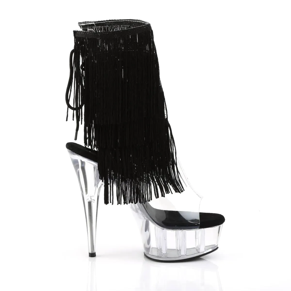DELIGHT-1017TF Black Calf High Peep Toe Boots