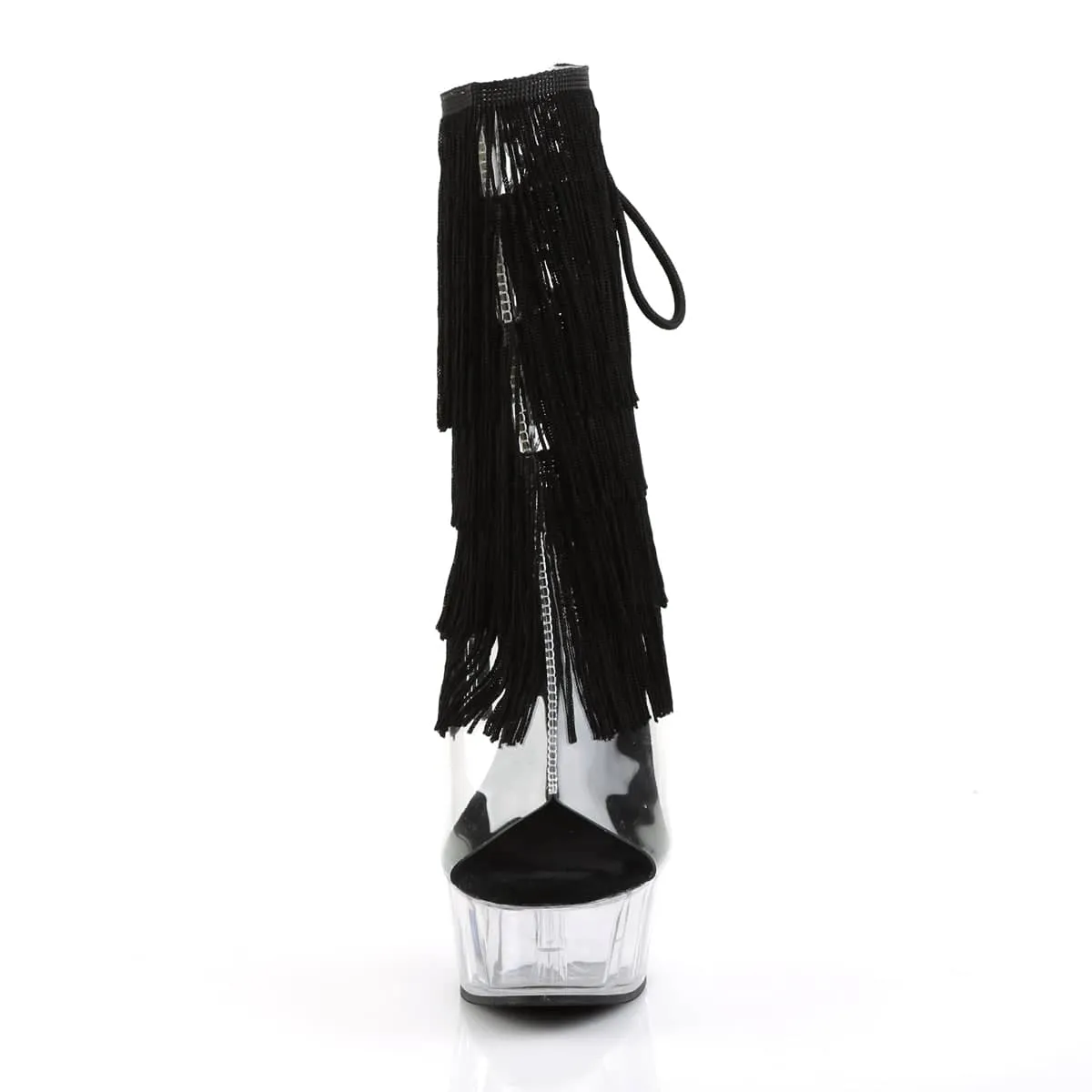 DELIGHT-1017TF Black Calf High Peep Toe Boots