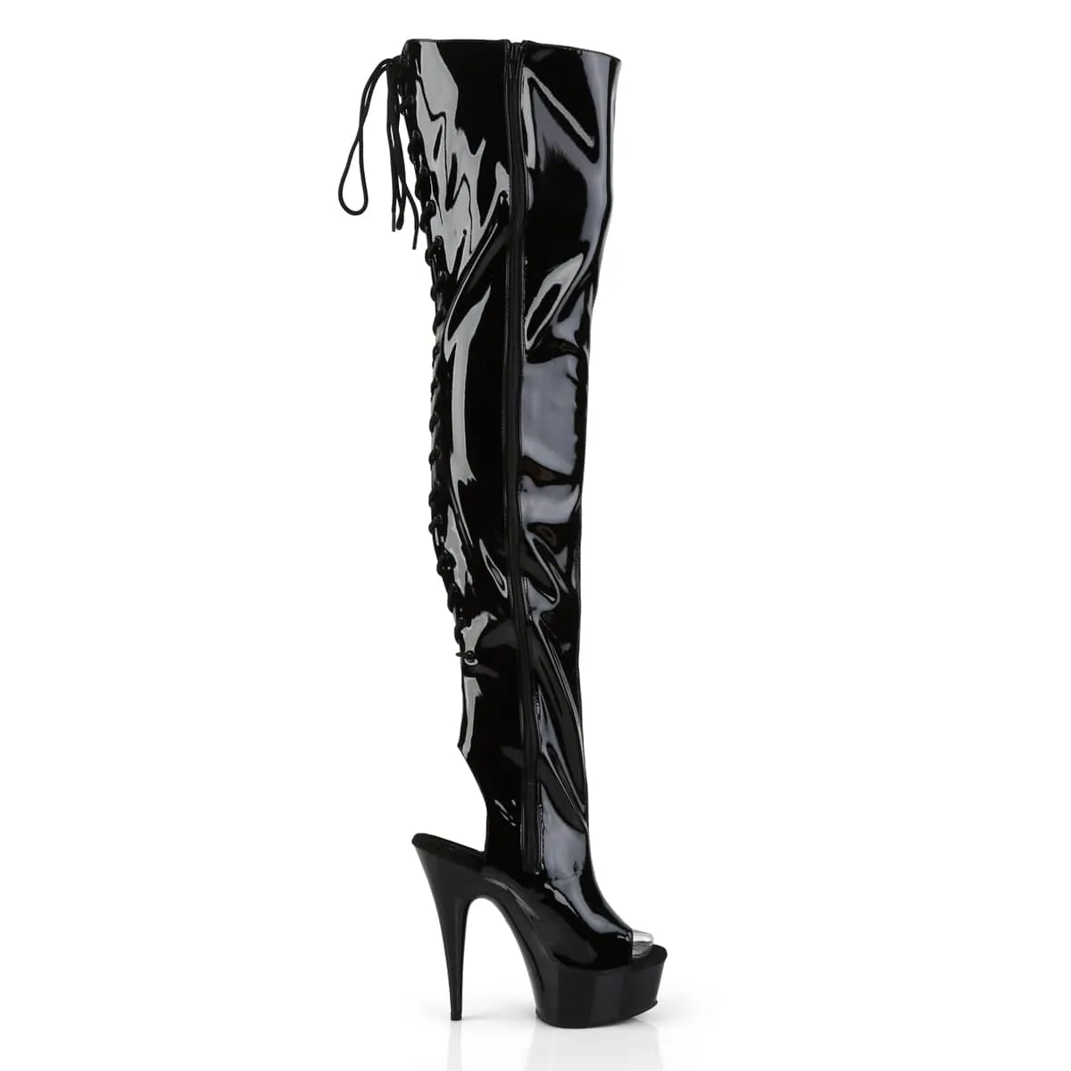 DELIGHT-3017 Black Thigh High Boots