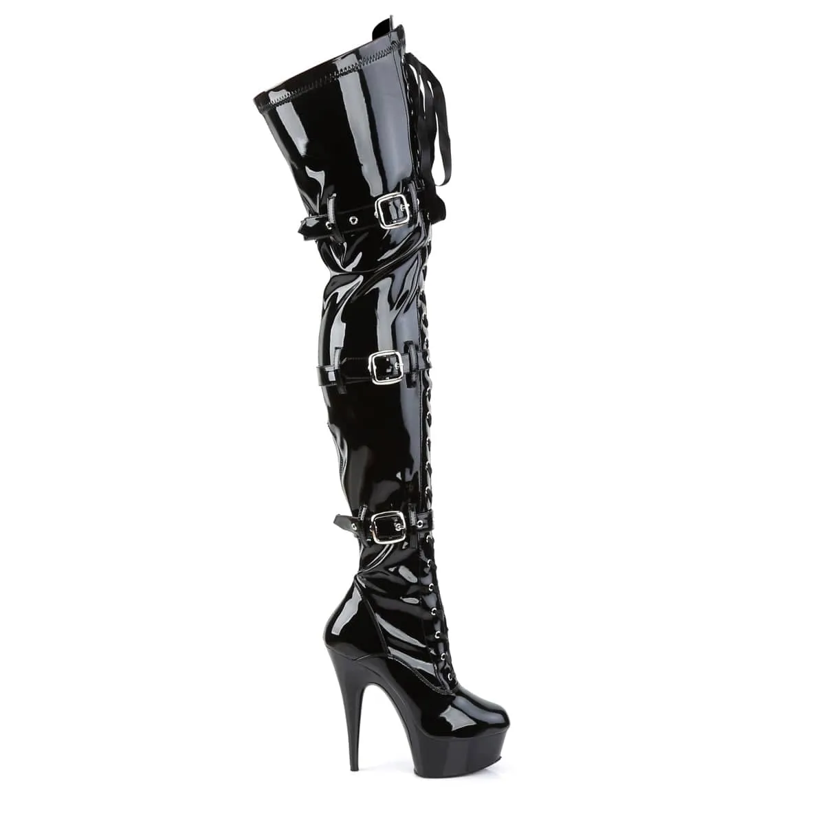 DELIGHT-3028 Black Thigh High Boots