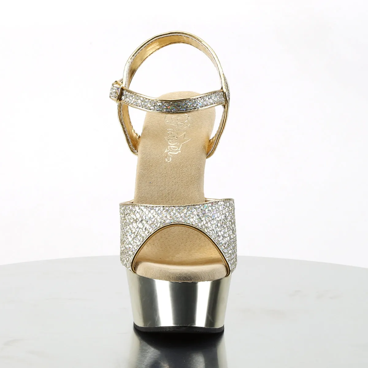 Delight 609G Gold 6" High Heel Ankle Strap Sandals - Direct