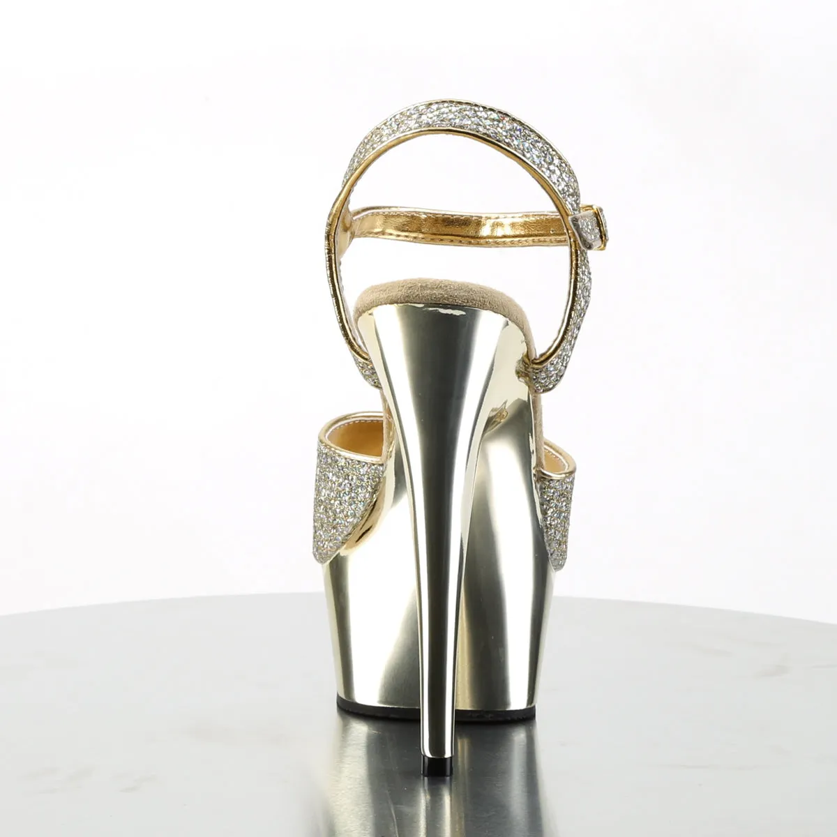 Delight 609G Gold 6" High Heel Ankle Strap Sandals - Direct
