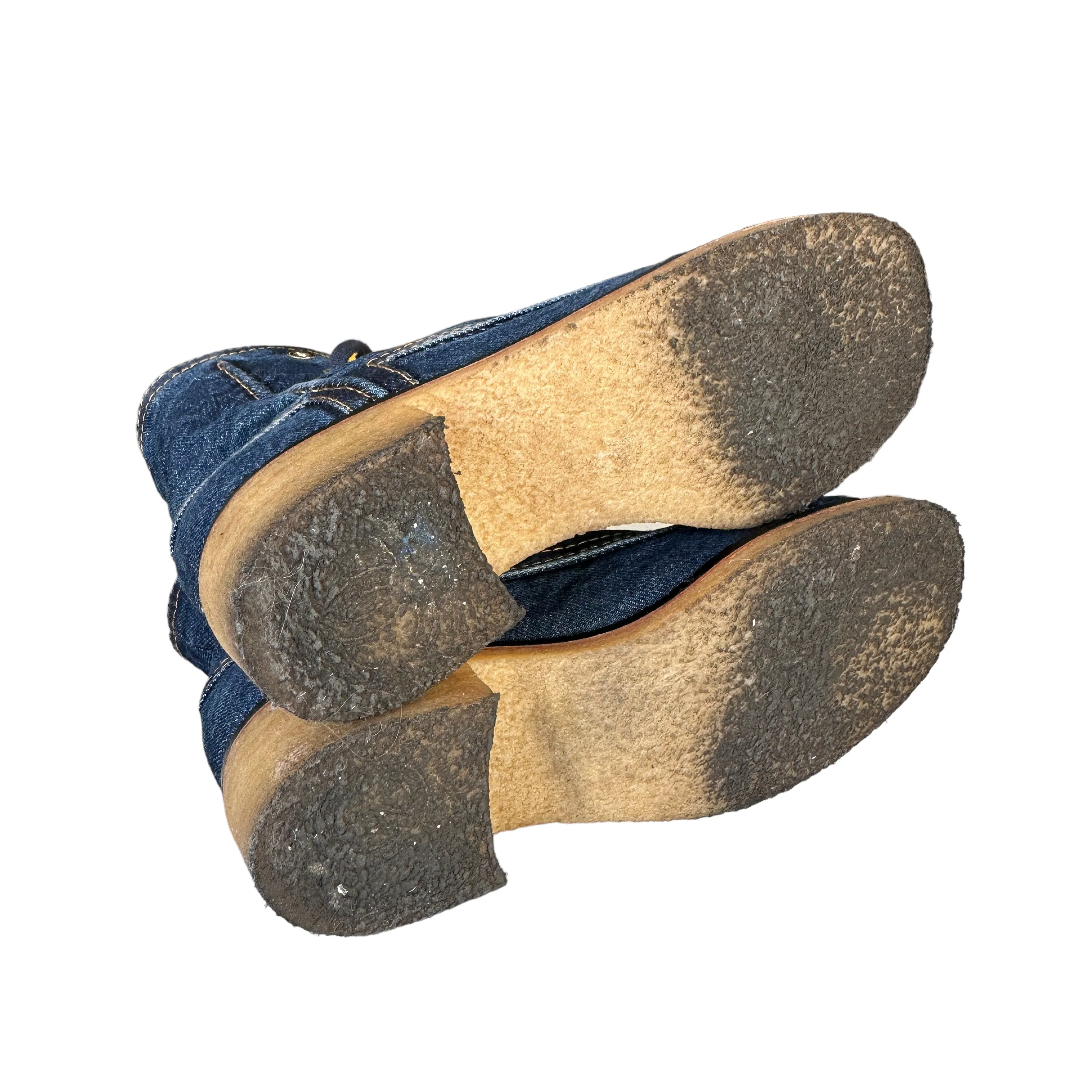 Denim Combat Boots - 8.5