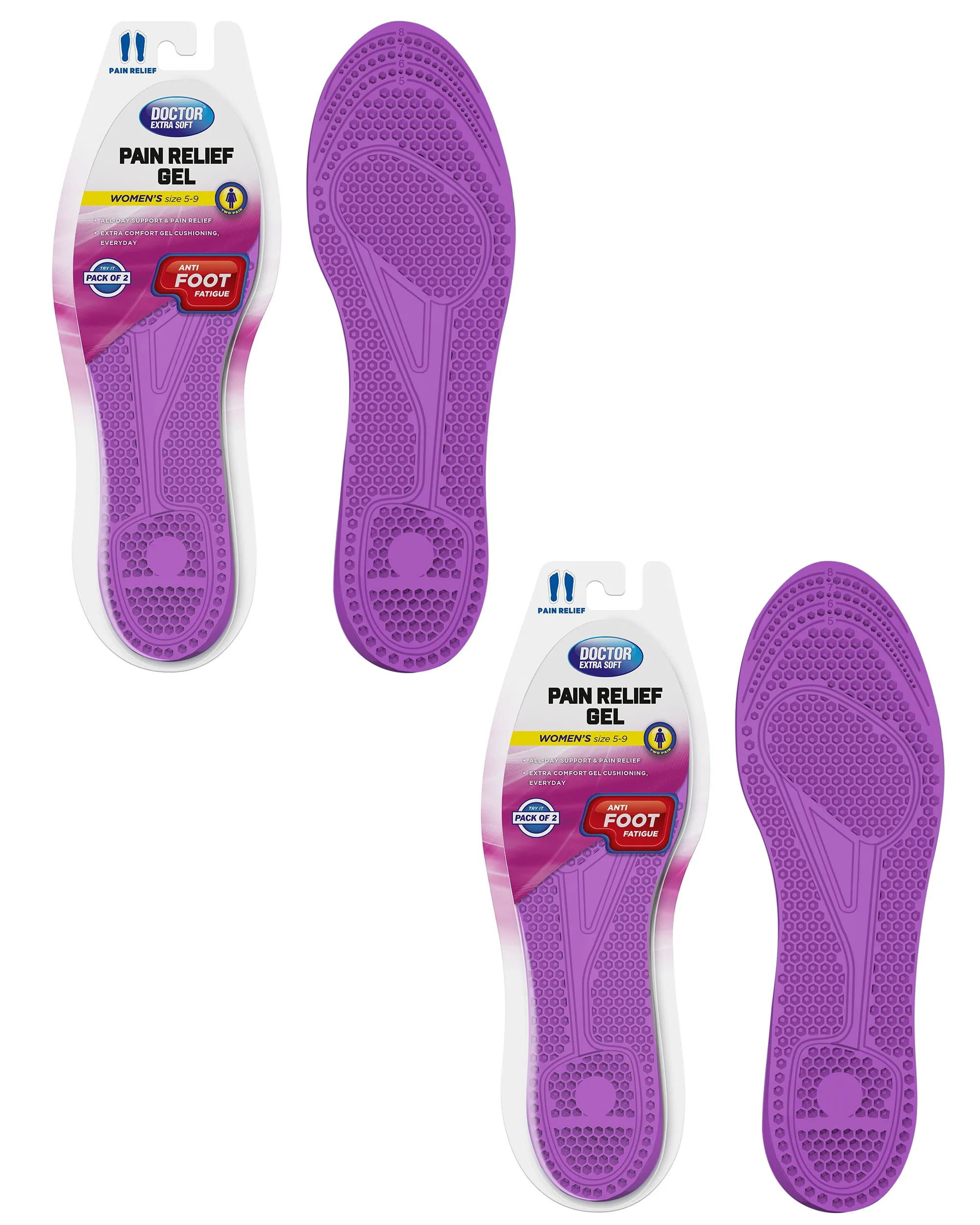 DOCTOR EXTRA SOFT Pain Relief Trimmable Gel Insoles Pack of 2 Pair for Men's Size 7-11| Comfortable & Breathable| Lightweight & Durable| Ideal For Loose Shoes or Replacing Existing Insoles/Inserts