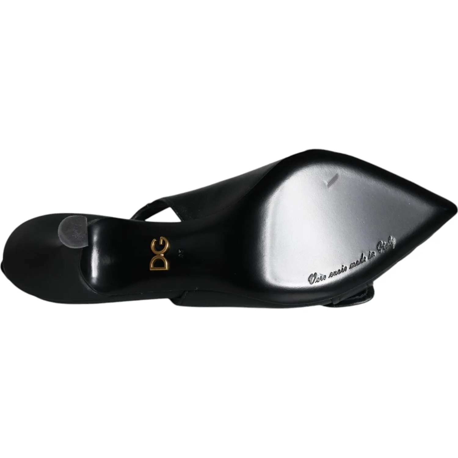 Dolce & Gabbana Black Devotion Leather Heels Slingback Shoes