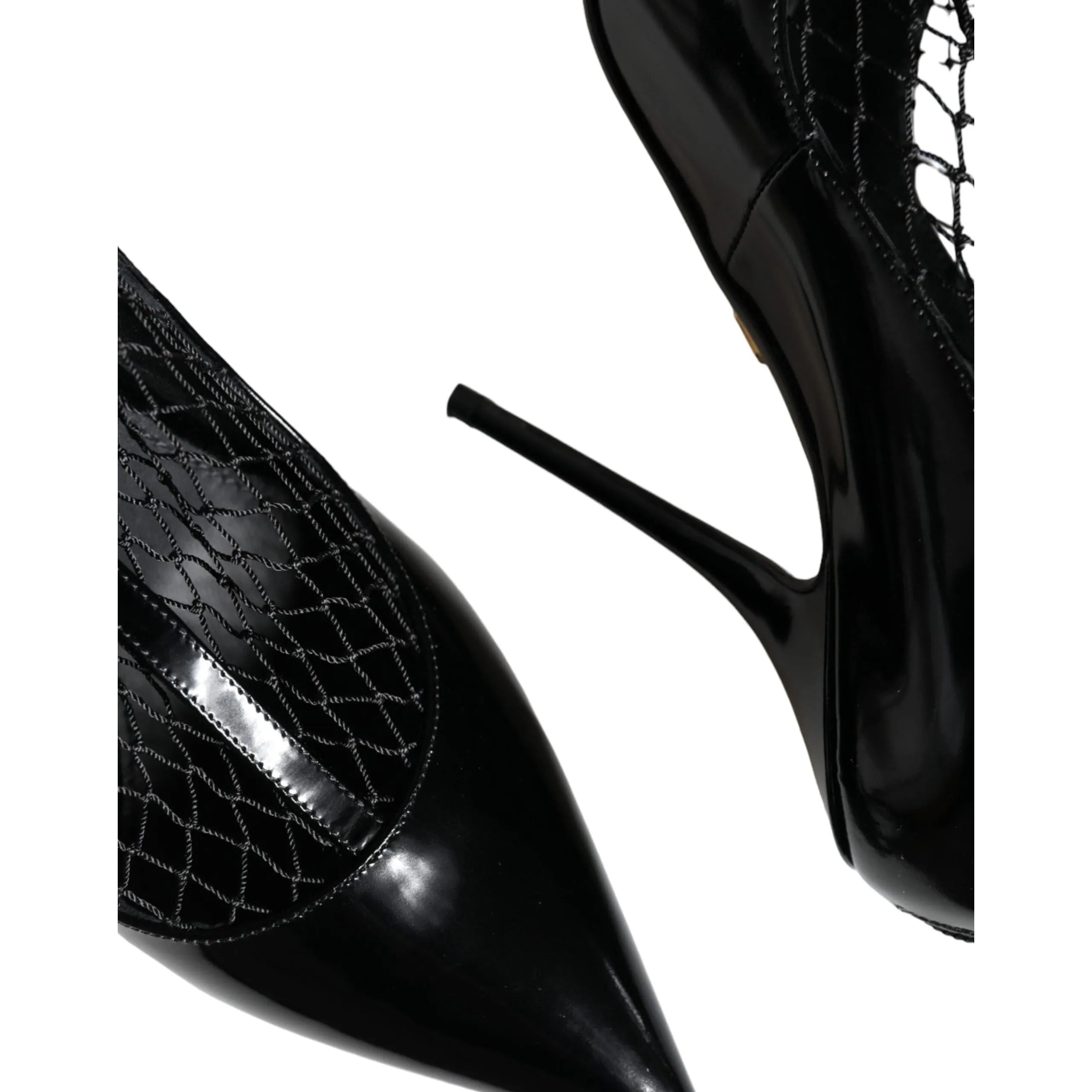 Dolce & Gabbana Black Mesh Patent Leather Heels Pumps Shoes