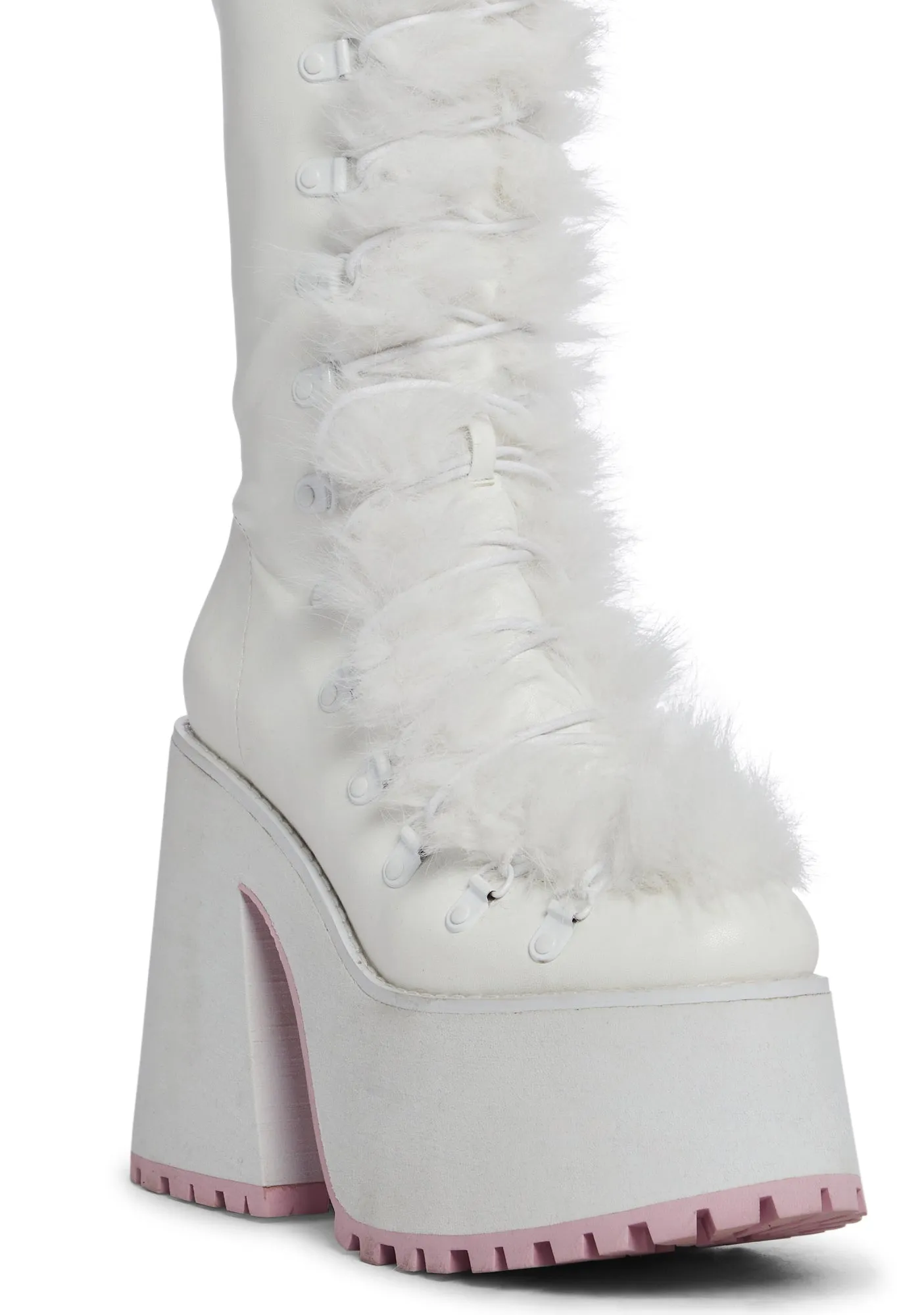 Dollish Delight Platform Boots - White
