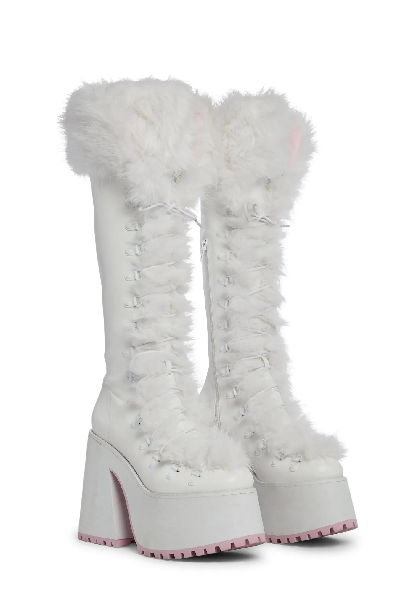 Dollish Delight Platform Boots - White