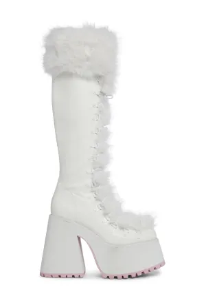 Dollish Delight Platform Boots - White