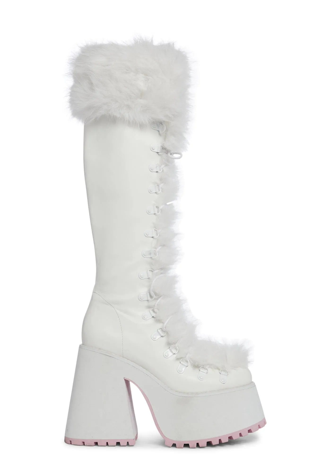Dollish Delight Platform Boots - White