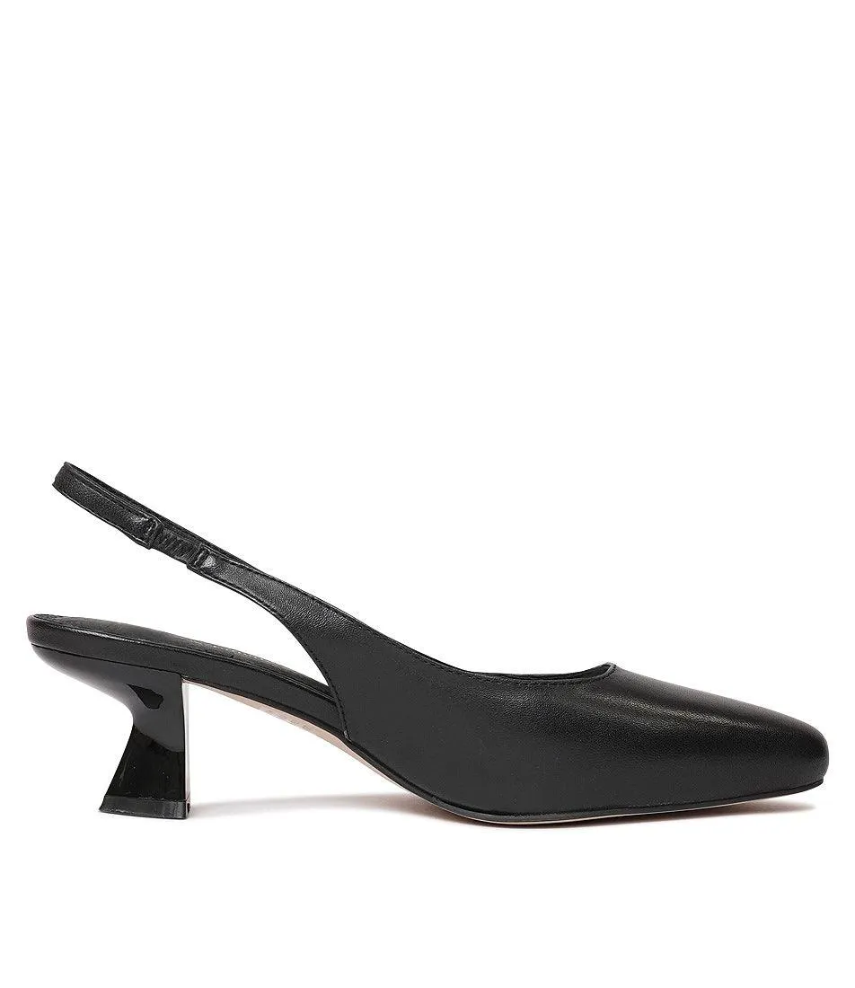 Domina Black Leather Heels