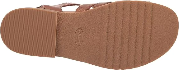 Dr. Scholl's A Ok Brown Smooth Rounded Open Toe Ankle Strap Flats Sandals