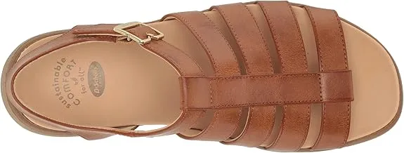 Dr. Scholl's A Ok Brown Smooth Rounded Open Toe Ankle Strap Flats Sandals