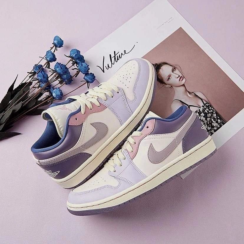 Air Jordan 1 Low 'Pastel Plum' Sport Casual Shock   Resistant