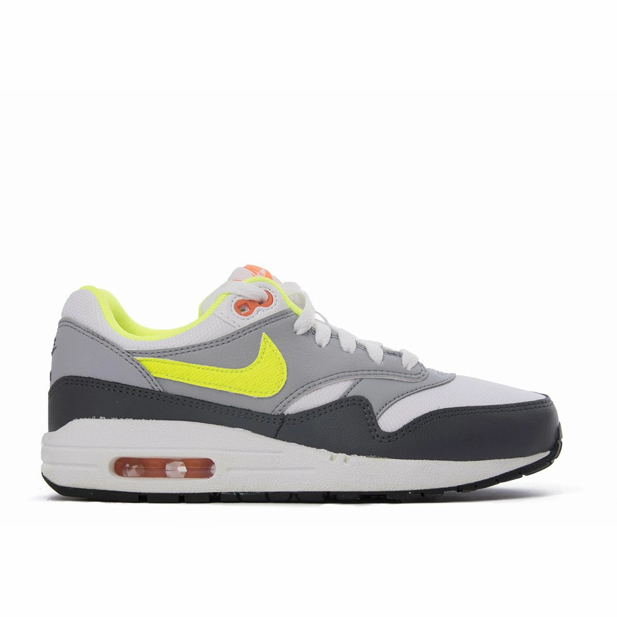 Air Max 1 OG Cool Grey Volt (GS / Juniors) Lightweight Midsole Geometry All-Weather Comfort