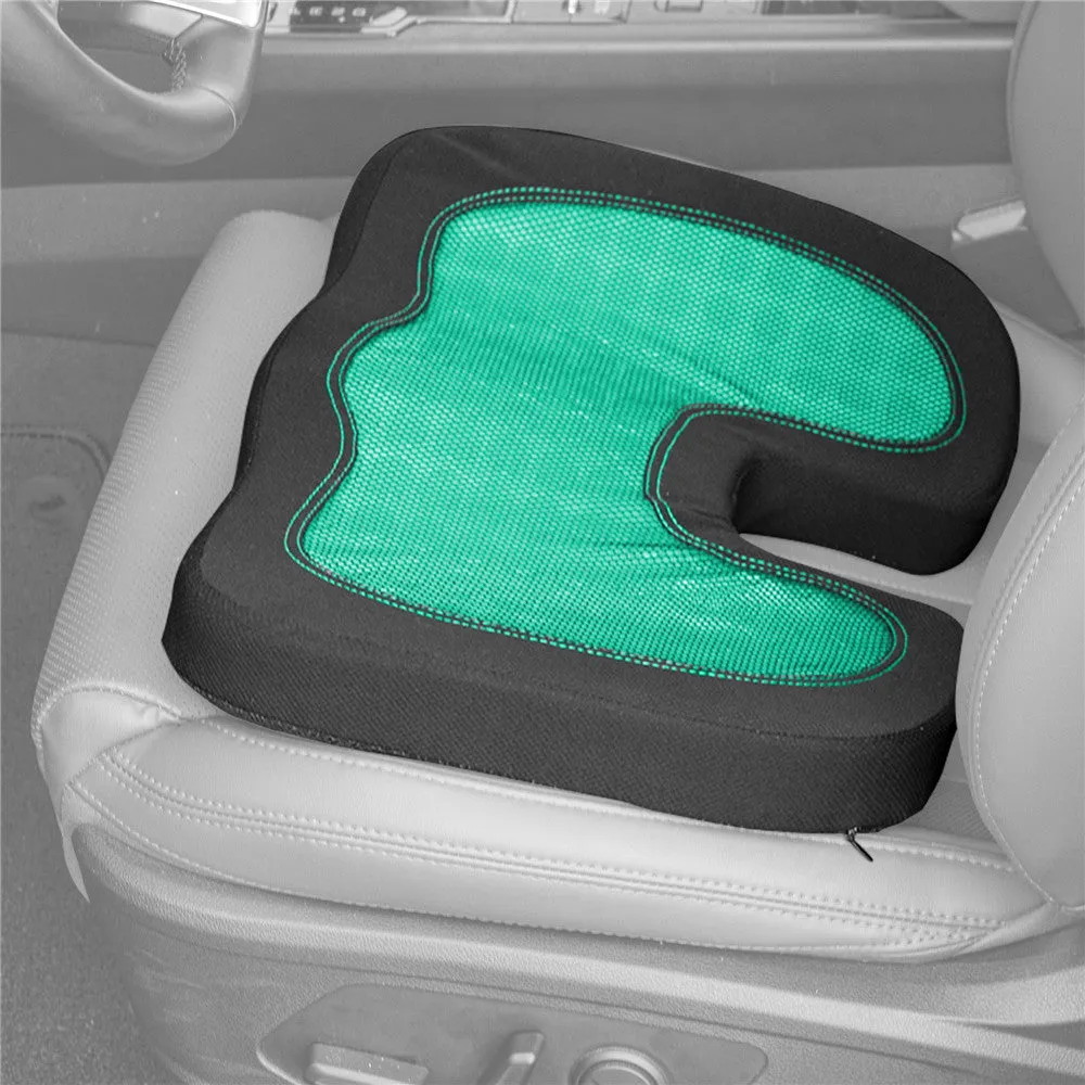 Ergonomic Cooling Gel Car Seat Cushion Green