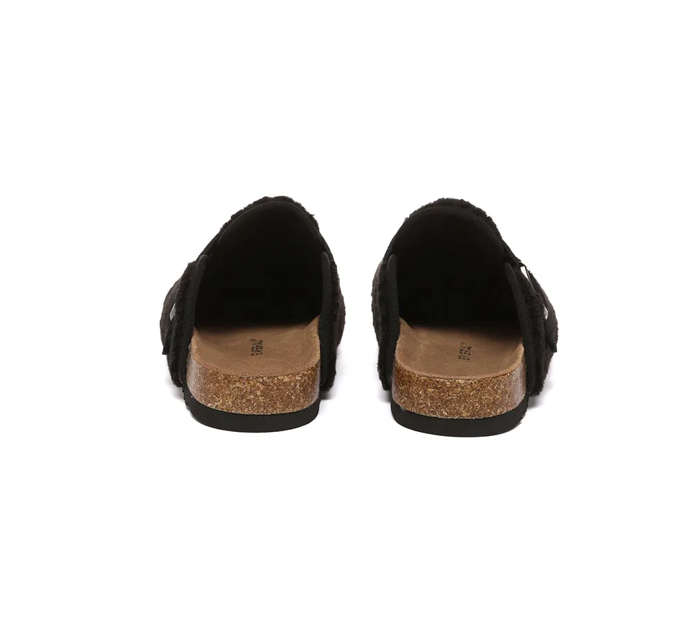 EVERAU® UGG Women Shearling Buckle Sandal Slides Greta