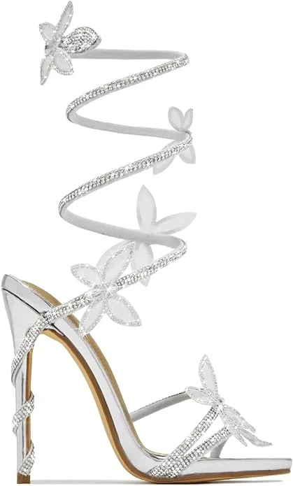 Fantasy Butterfly Detail Wrap Around Strap Stiletto Heels