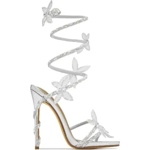 Fantasy Butterfly Detail Wrap Around Strap Stiletto Heels