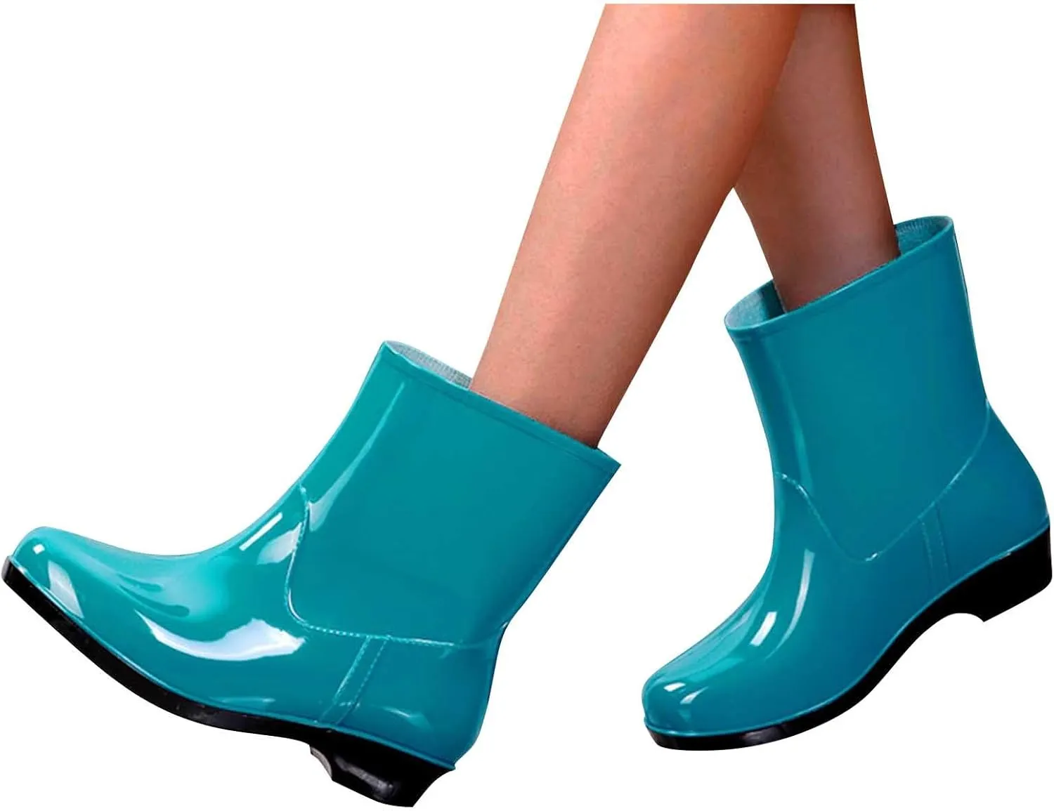 Fashion Rain Boots for Women PVC Durable Waterproof Shoes Comfort Non-Slip Mid Calf Garden Boot Cute Chelsea Booties