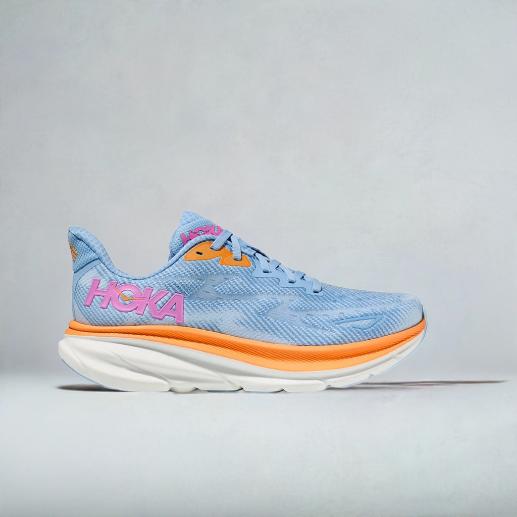 Lightweight construction allows for swift direction changes Hoka Clifton 9 'Airy Blue'