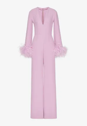 Feather-Trimmed Cady Couture Jumpsuit