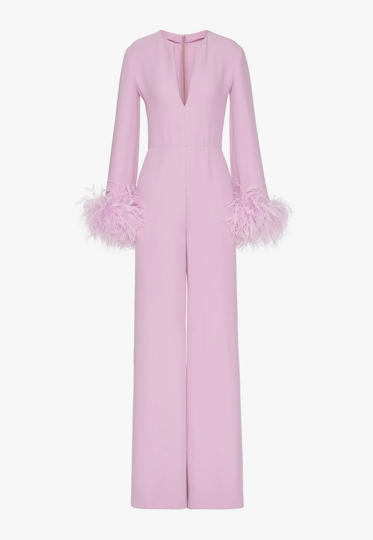 Feather-Trimmed Cady Couture Jumpsuit