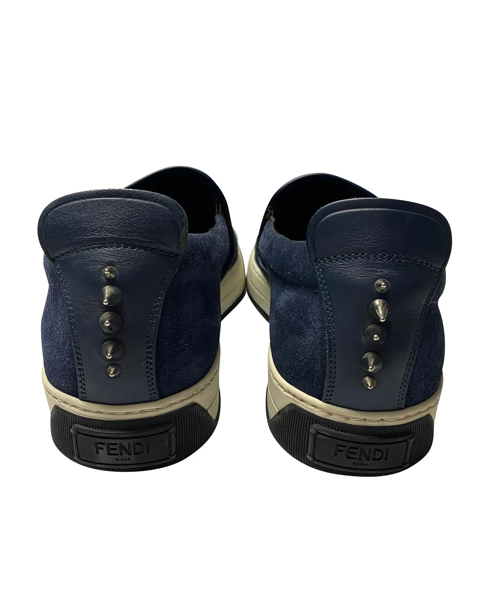 Fendi Monster 3D Eyes Slip-On Sneakers in Navy Blue Suede