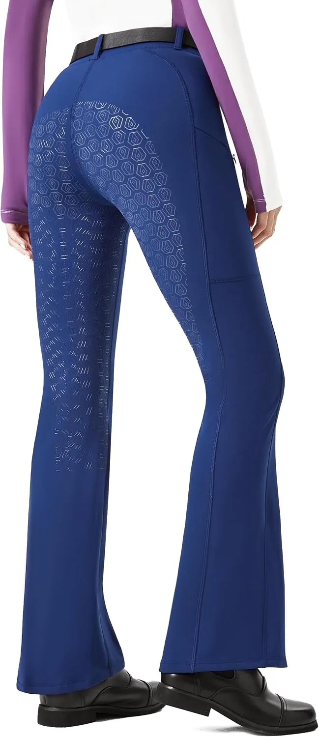 FitsT4 Sports Women's Fleece Lined Bootcut Horse Riding Pants Winter Full Seat Riding Tights with Pockets Equestrian Breeches