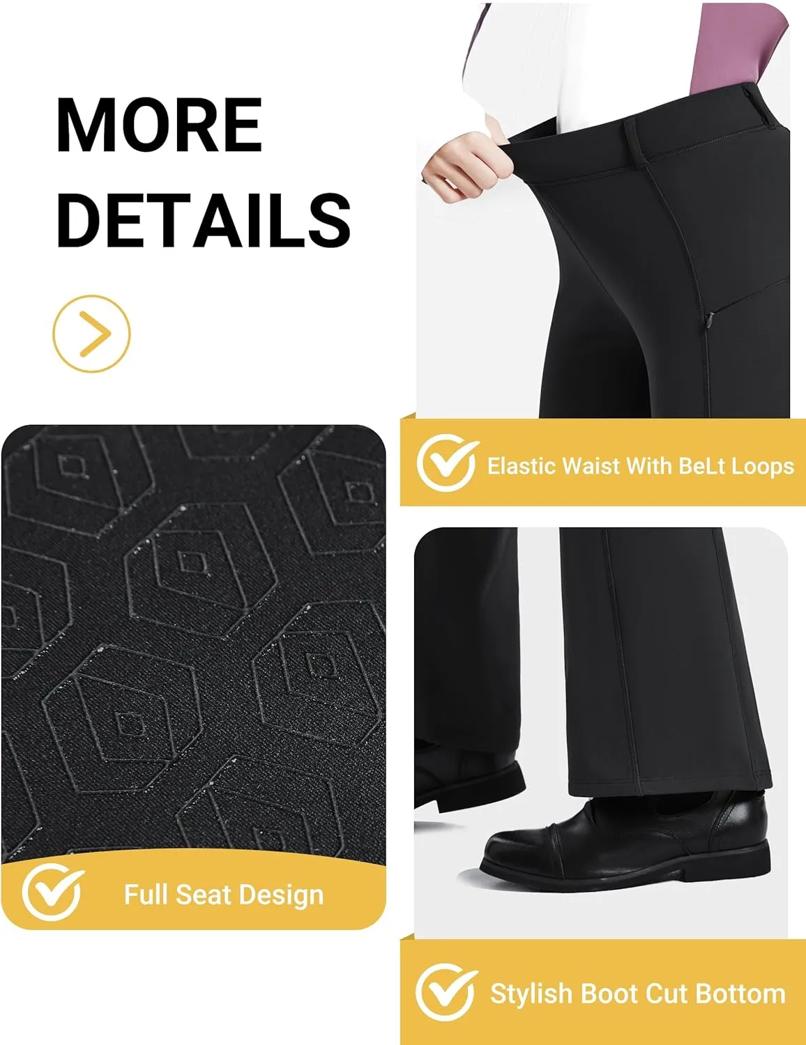 FitsT4 Sports Women's Fleece Lined Bootcut Horse Riding Pants Winter Full Seat Riding Tights with Pockets Equestrian Breeches