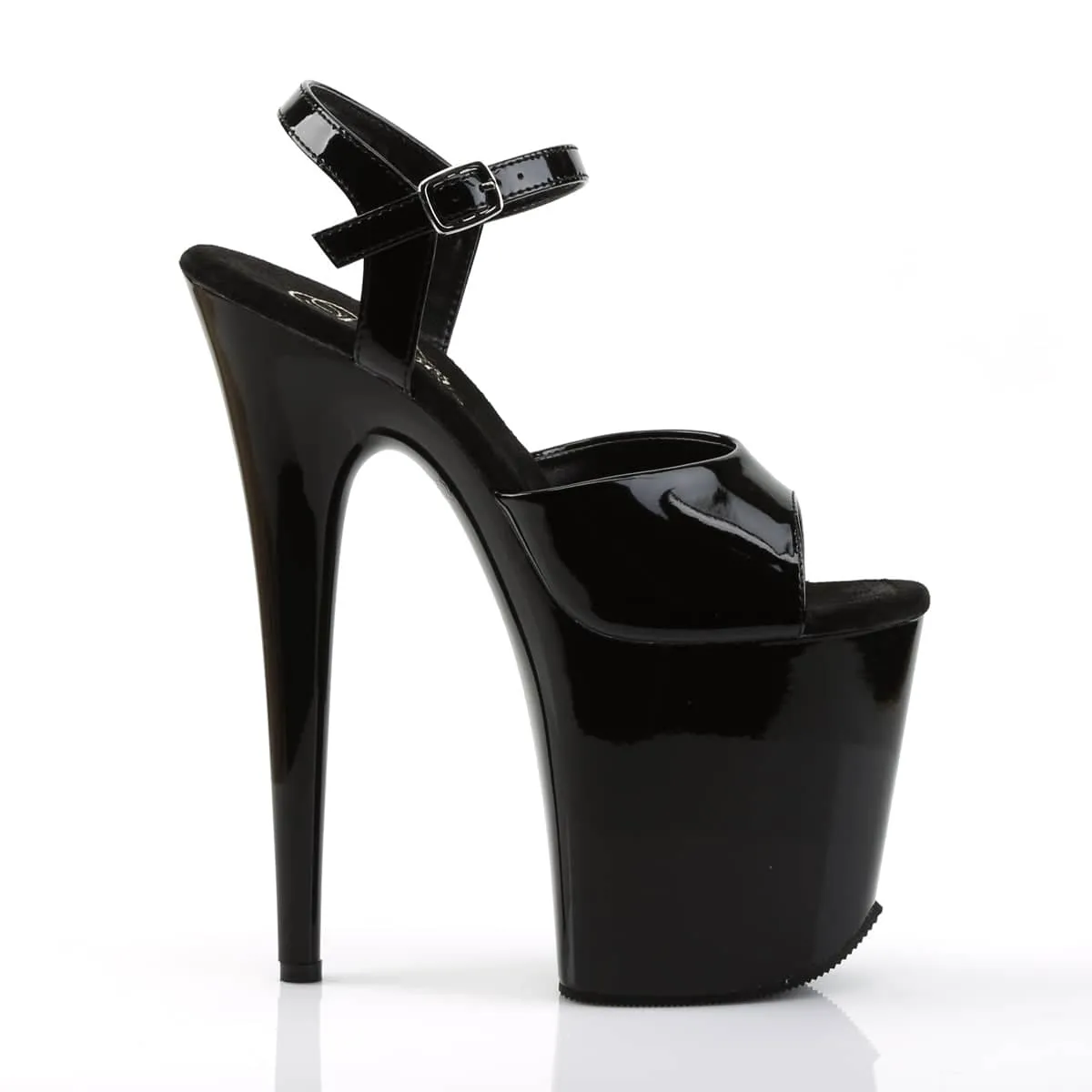 FLAMINGO-809 Black Ankle Peep Toe High Heel