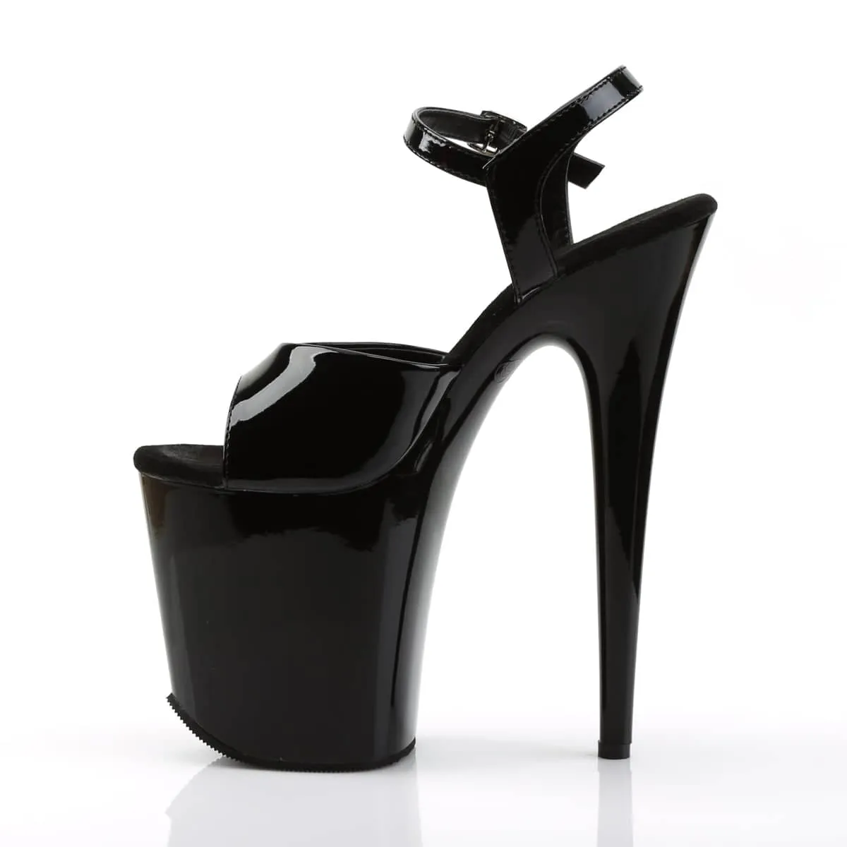 FLAMINGO-809 Black Ankle Peep Toe High Heel