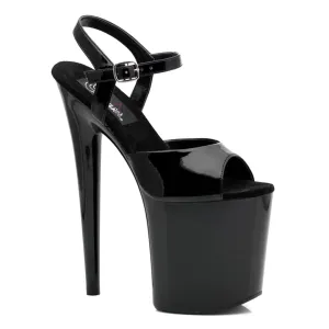 FLAMINGO-809 Black Ankle Peep Toe High Heel