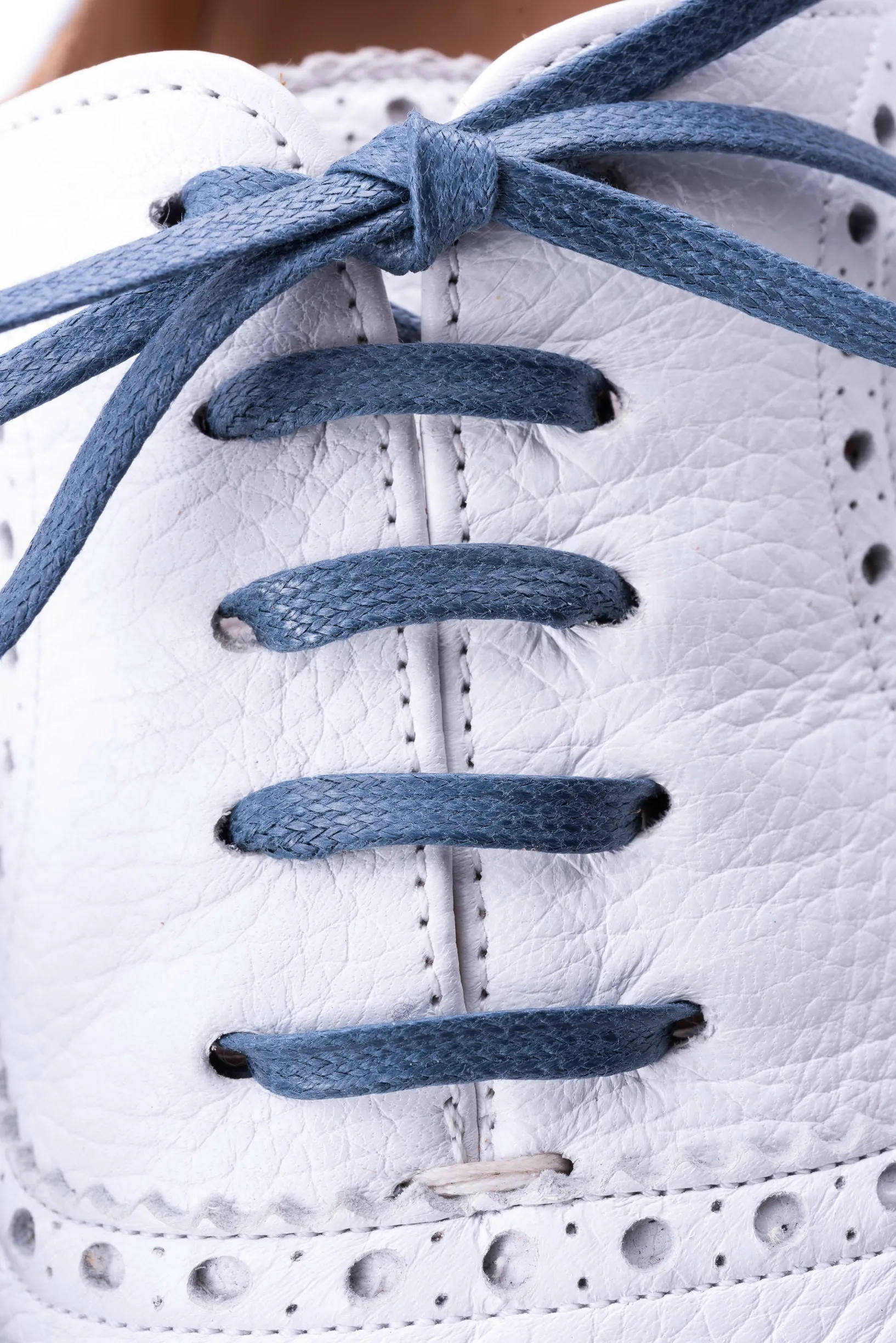Flat Blue-Gray Waxed Cotton Shoelaces