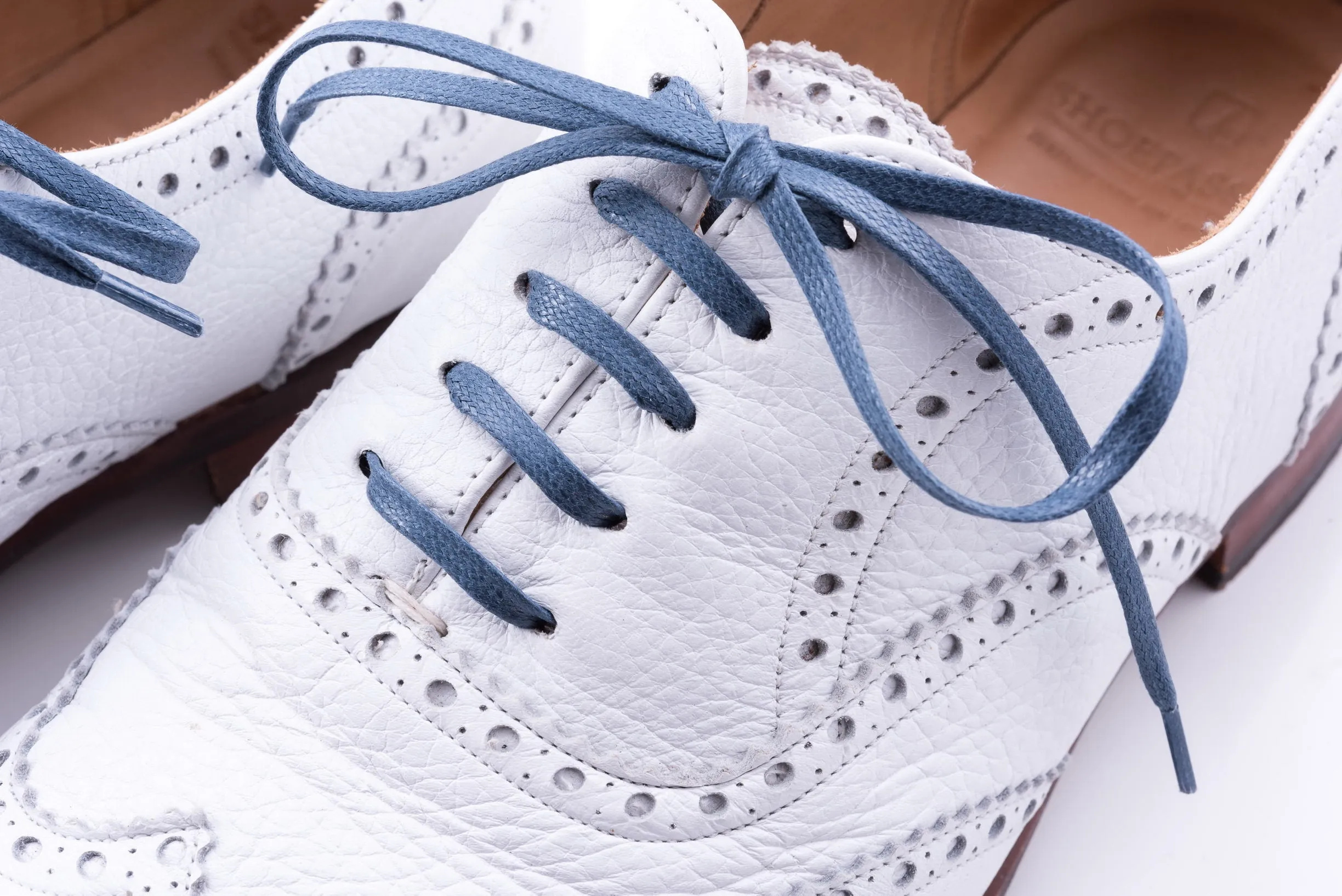Flat Blue-Gray Waxed Cotton Shoelaces