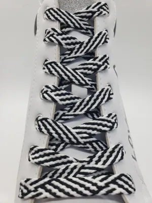 Flat Herringbone Shoelaces - Black and White