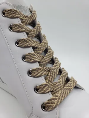 Flat Herringbone Shoelaces - Tan and Sorrel