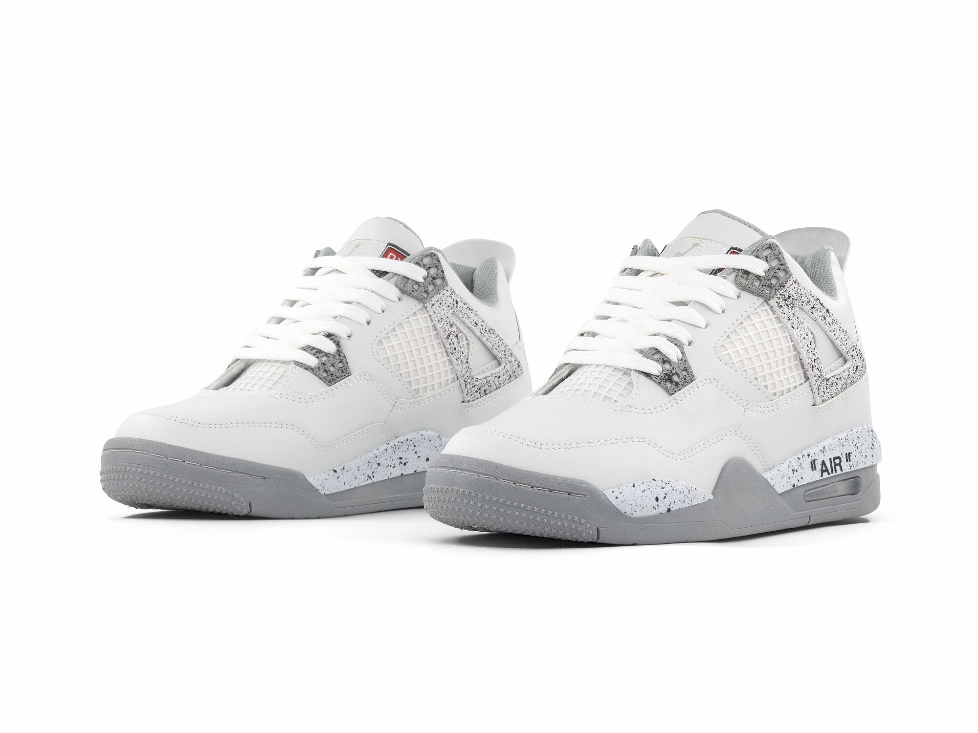 carbon - fiber - plate shoes Tenis Retro 4 Blanco Gris Jaspeado
