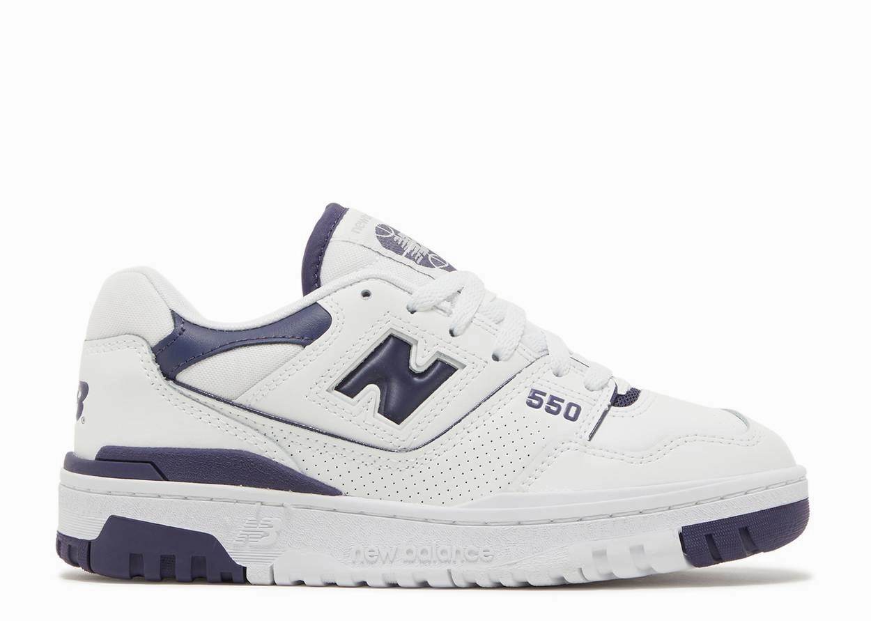 New Balance 550 White Dark Mercury (W) Smooth Base Friction Resistant Materials