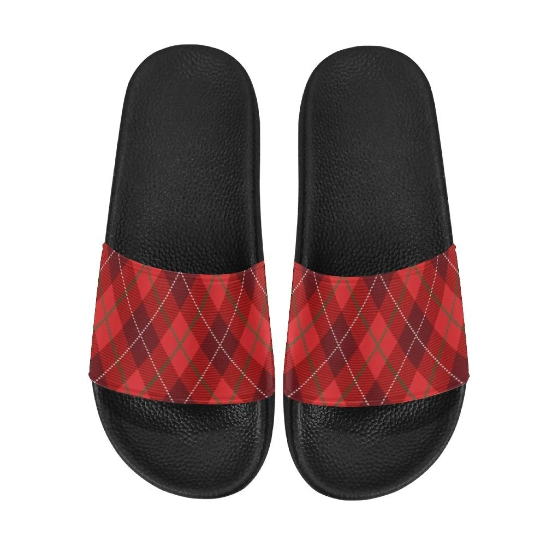 Flip-Flop Sandals, Womens Red Tartan Style Womens Slides