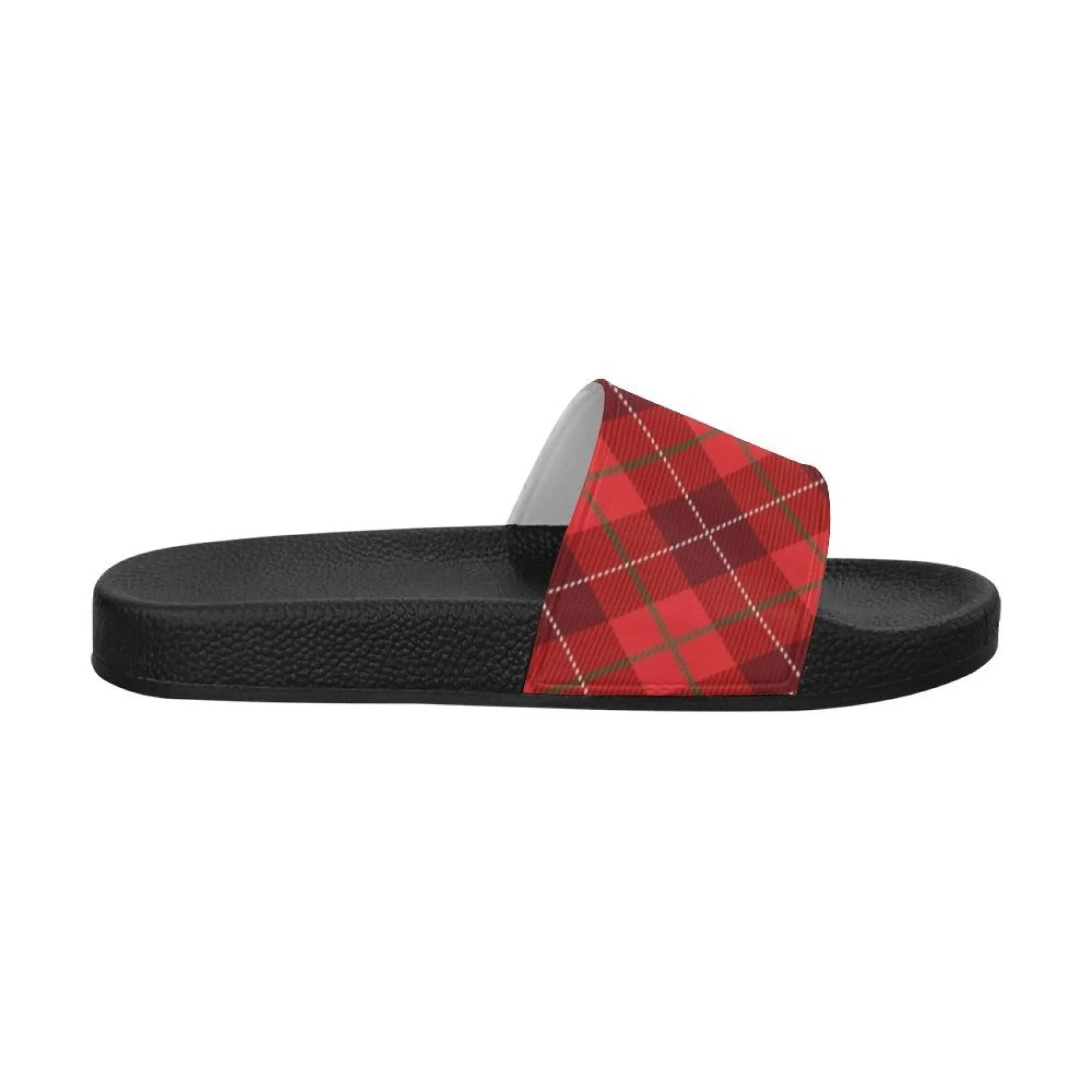 Flip-Flop Sandals, Womens Red Tartan Style Womens Slides