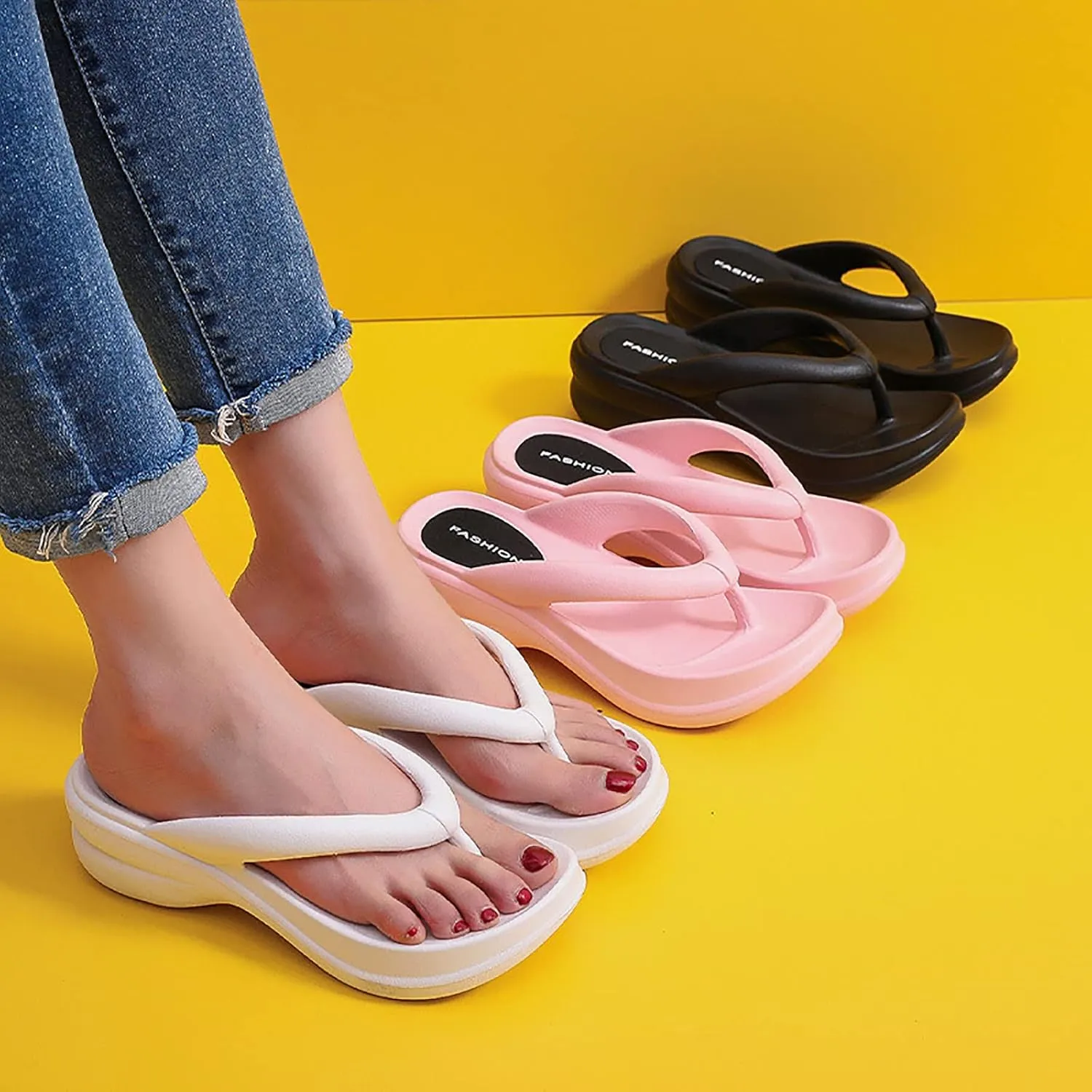 Flip Flops for Women Womens Sandals Wide Width Comfort Beach Thong Sandals Indoor Outdoor Womens Sandles Slip on Lightweight Athletic Thong Arch Support Slippers Women