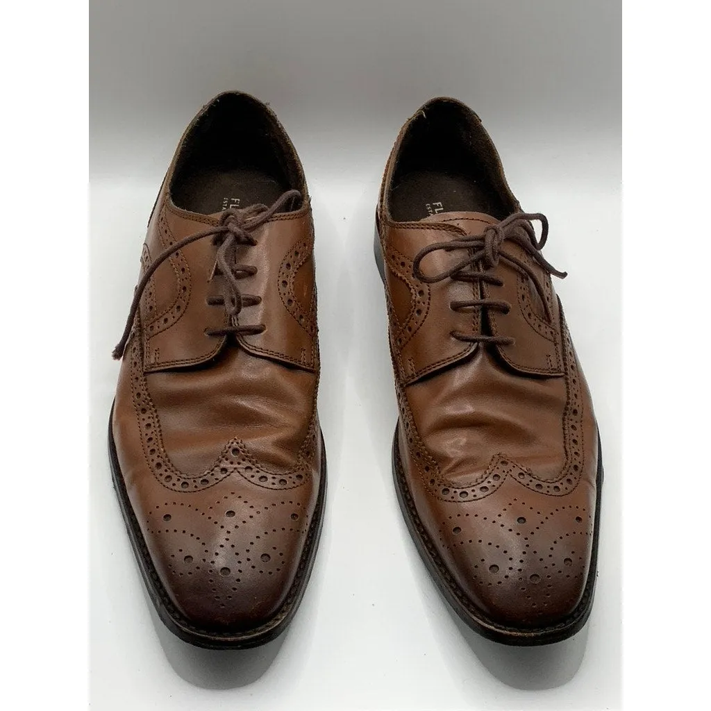 FLORSHEIM Men’s Dark Brown Leather Round Wingtip Toe Lace-Up Oxfords SZ  10