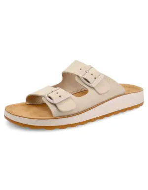 Fly Flot Slides Ivory Suede - Made in Italy