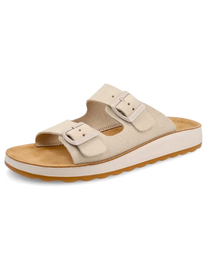 Fly Flot Slides Ivory Suede - Made in Italy