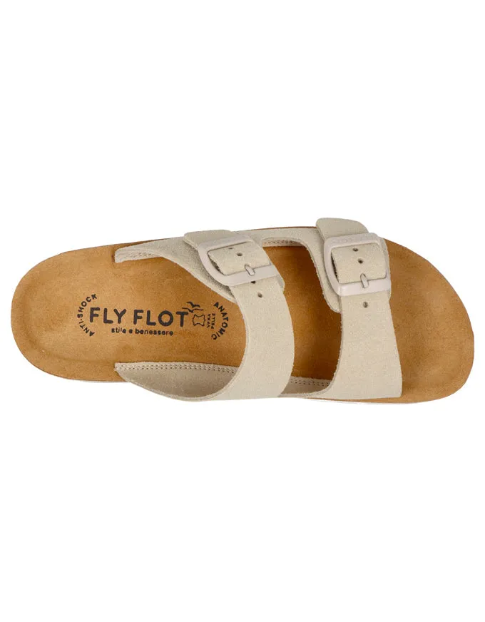 Fly Flot Slides Ivory Suede - Made in Italy